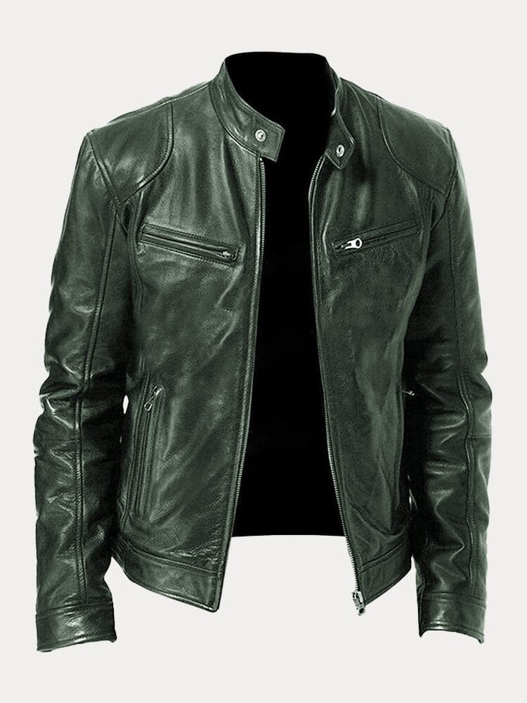 Casual Zipper Leather Biker Jacke