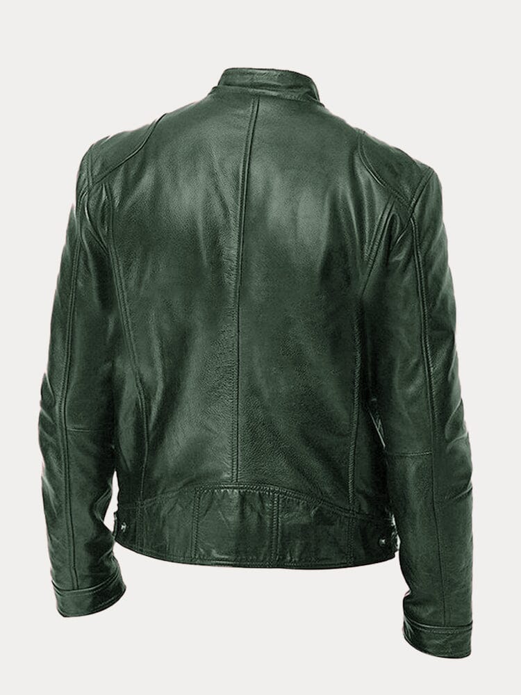 Casual Zipper Leather Biker Jacke