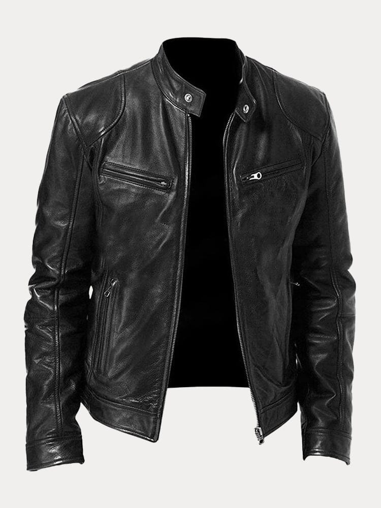 Casual Zipper Leather Biker Jacke