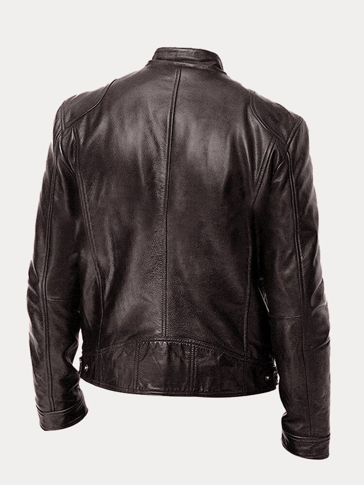 Casual Zipper Leather Biker Jacke