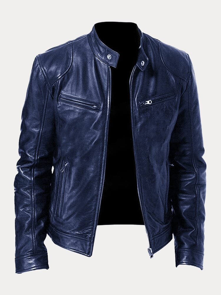 Casual Zipper Leather Biker Jacke