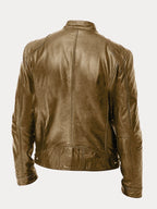 Casual Zipper Leather Biker Jacke