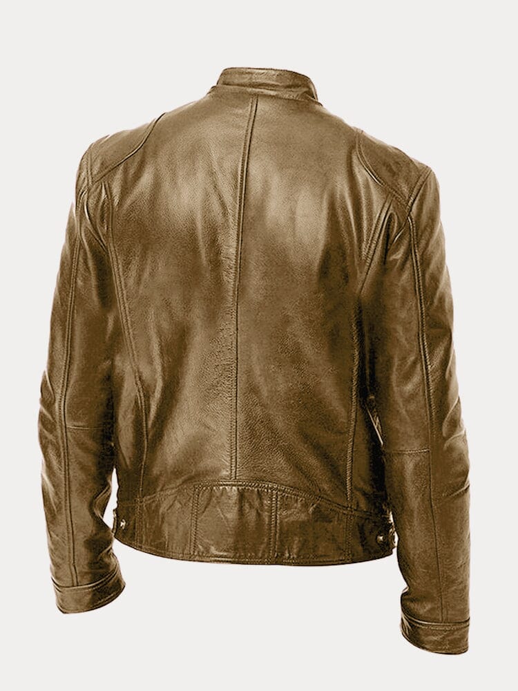 Casual Zipper Leather Biker Jacke