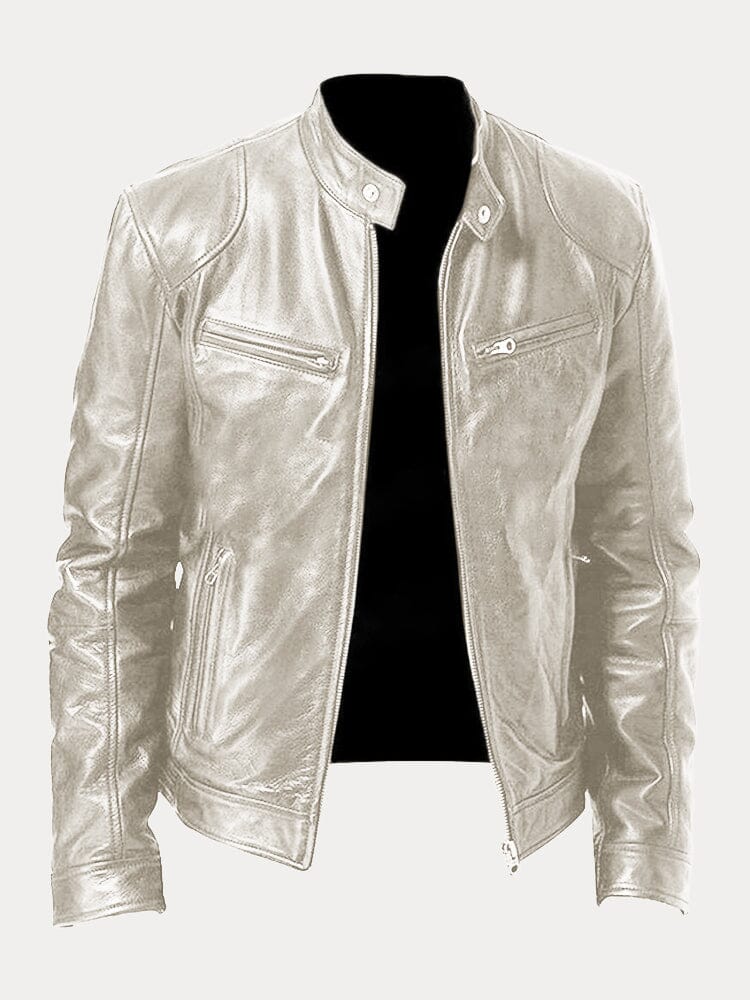 Casual Zipper Leather Biker Jacke
