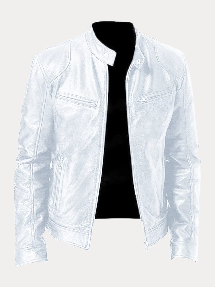 Casual Zipper Leather Biker Jacke