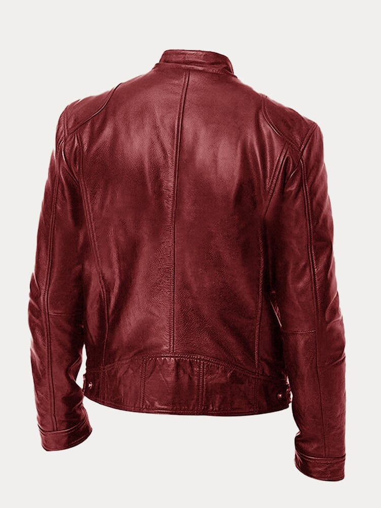 Casual Zipper Leather Biker Jacke