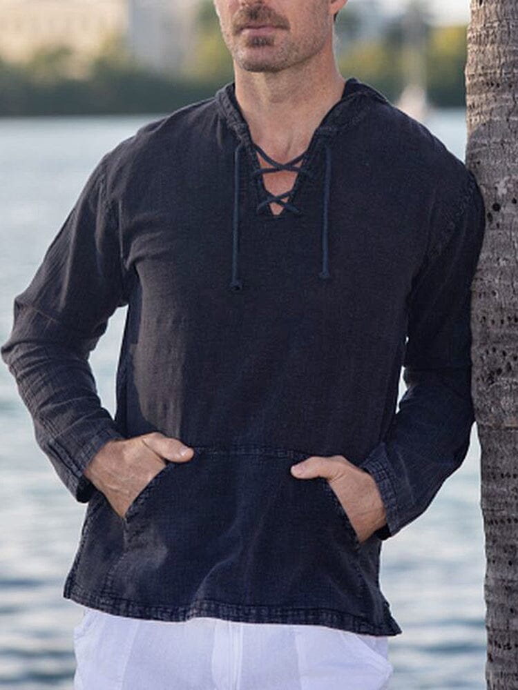 Uni Color Drawstring Top with Pocket