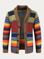 Multicolor Lapel Neck Pullover Mantel