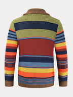 Multicolor Lapel Neck Pullover Mantel