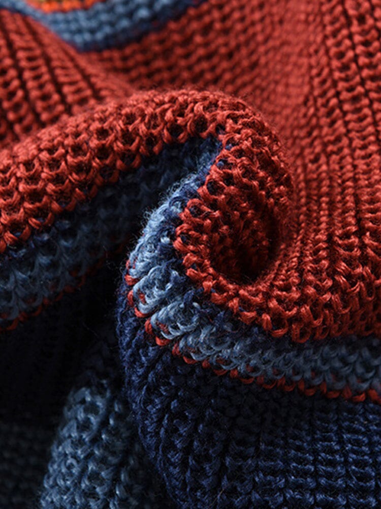 Multicolor Lapel Neck Pullover Mantel