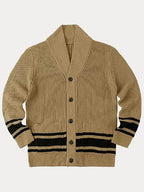 Lapel Neck Gestreift Hem Pullover Mantel