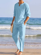 Casual Baumwolle and Leinen Hemd Set