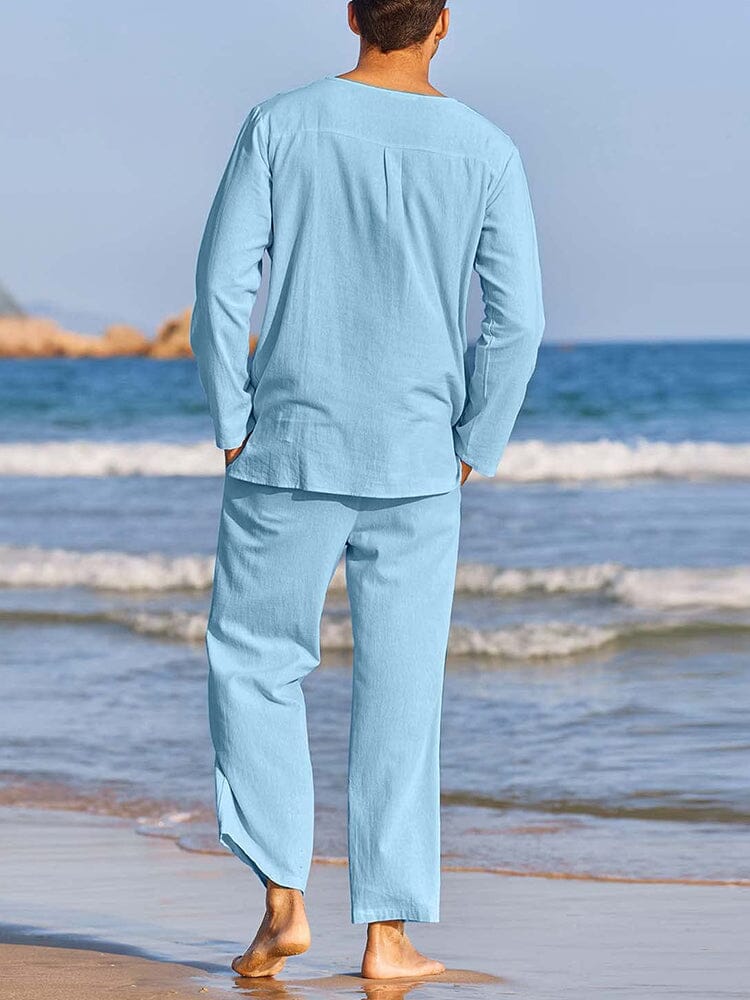 Casual Baumwolle and Leinen Hemd Set