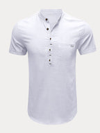 Casual Half Knopf Baumwolle Leinen Hemd