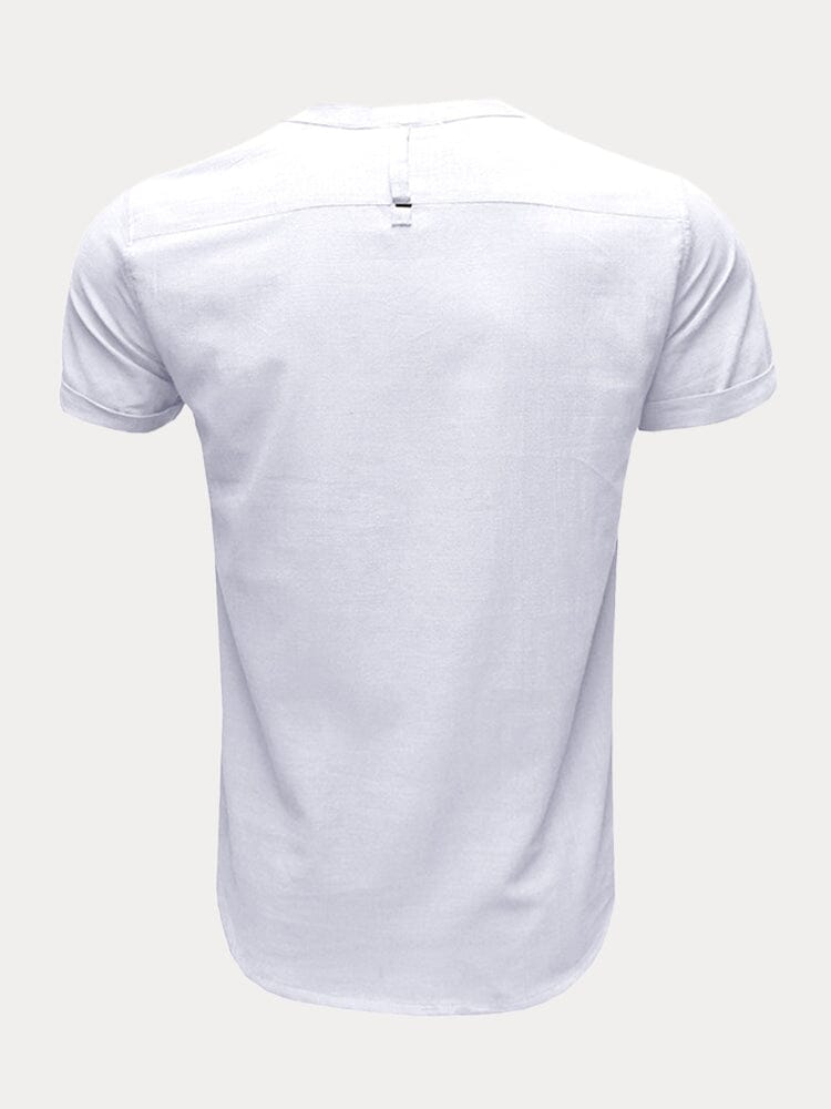 Casual Half Knopf Baumwolle Leinen Hemd