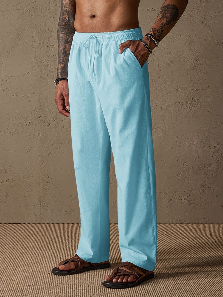 Casual Lockere Fit Baumwolle Leinen Straight Hose
