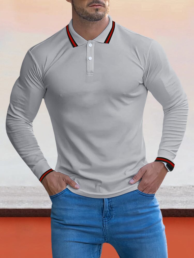 Cozy Stripe Kragen Polo Hemd