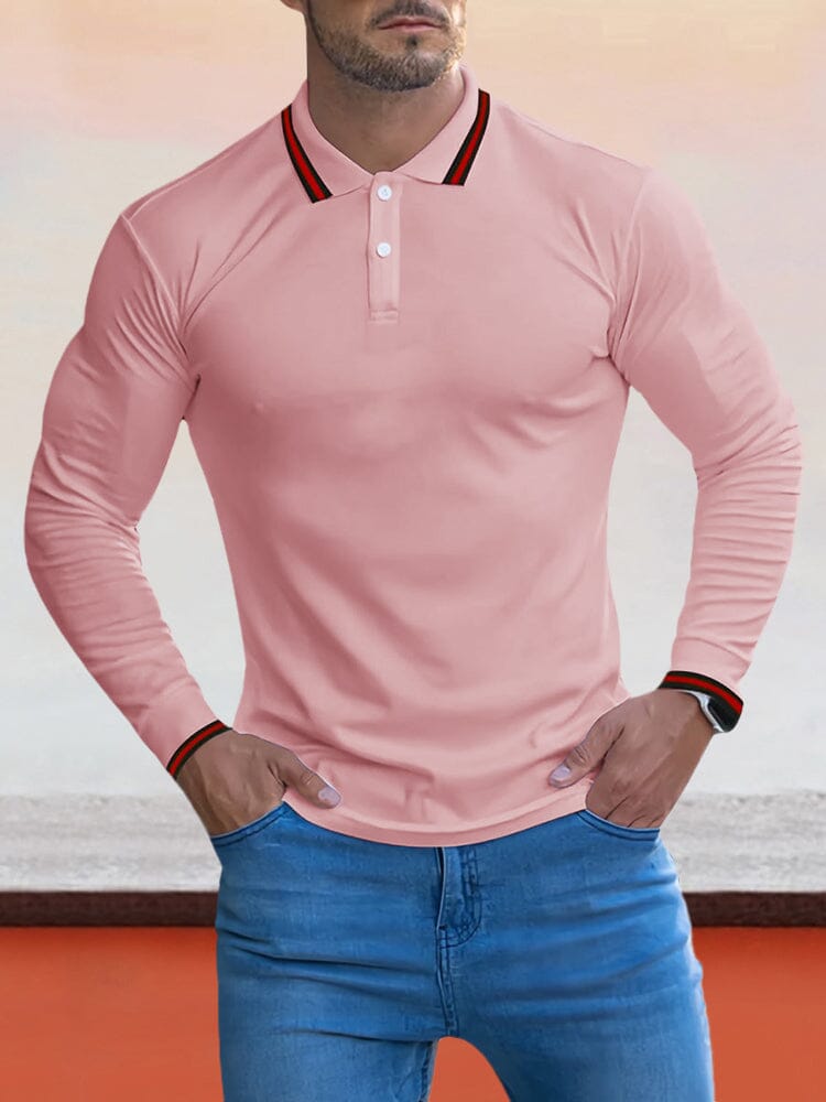 Cozy Stripe Kragen Polo Hemd