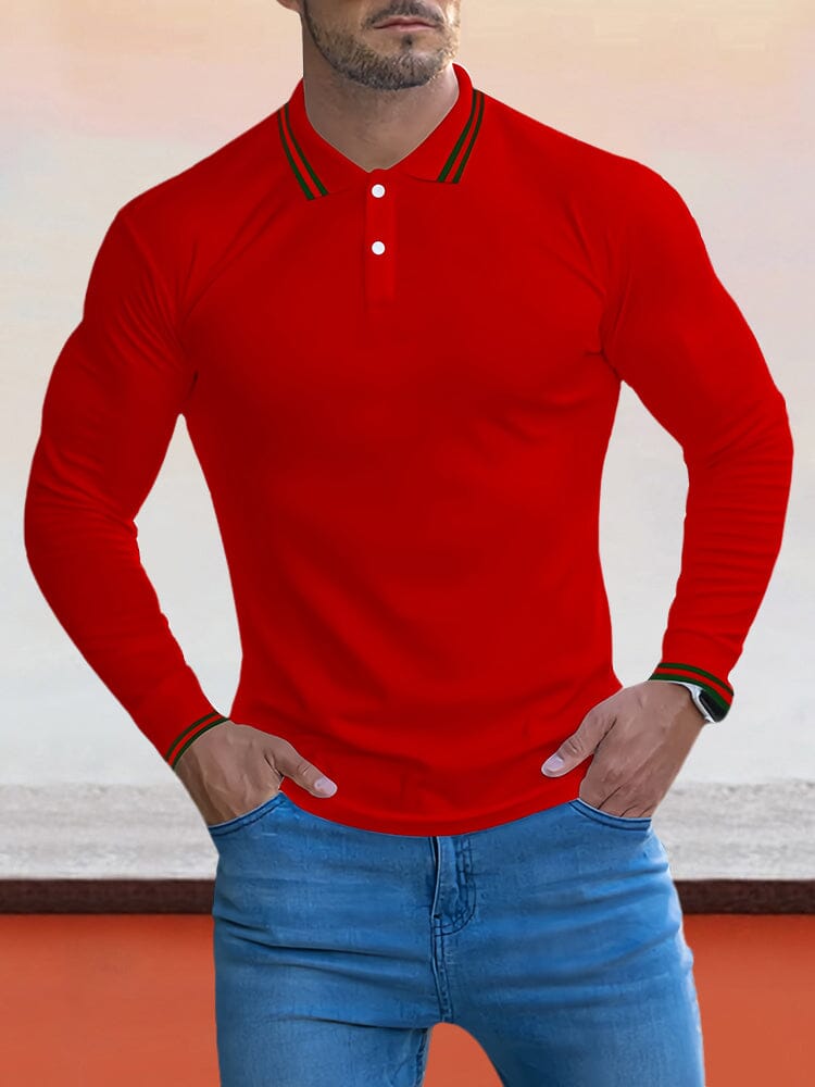 Cozy Stripe Kragen Polo Hemd
