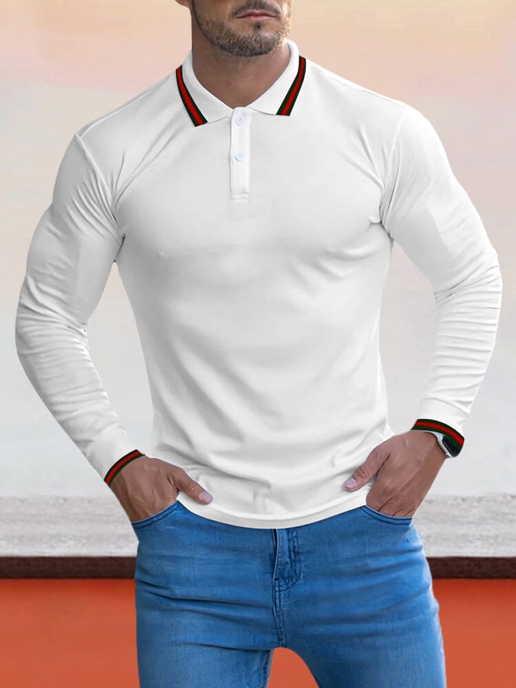 Cozy Stripe Kragen Polo Hemd