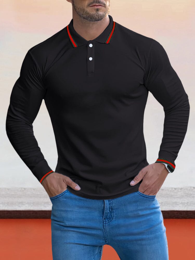 Cozy Stripe Kragen Polo Hemd