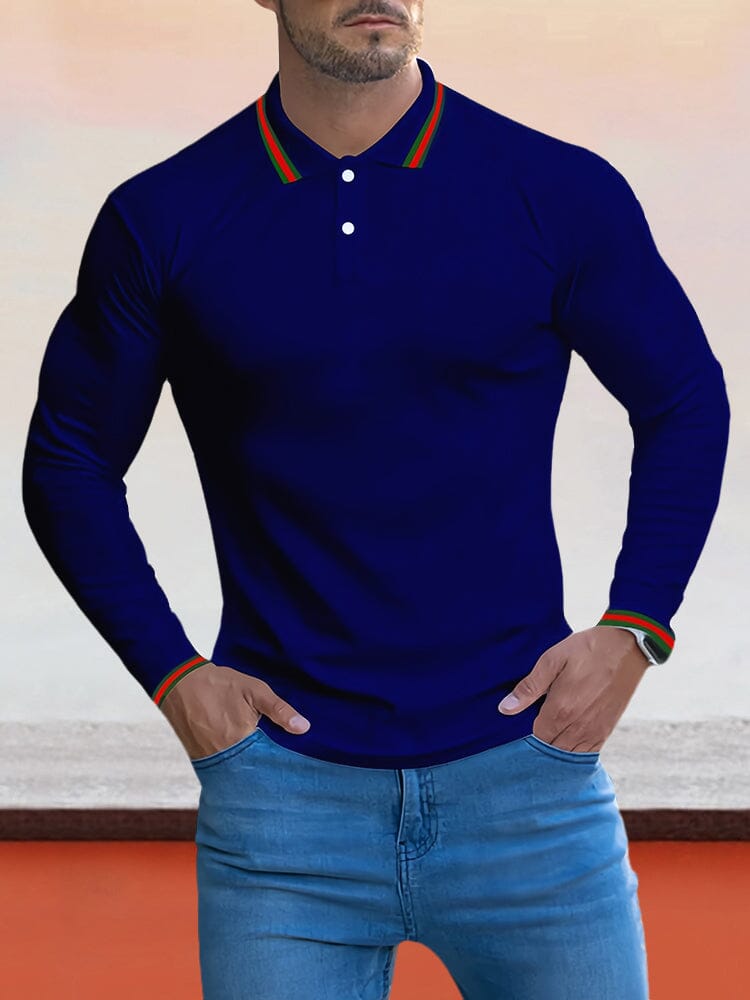 Cozy Stripe Kragen Polo Hemd