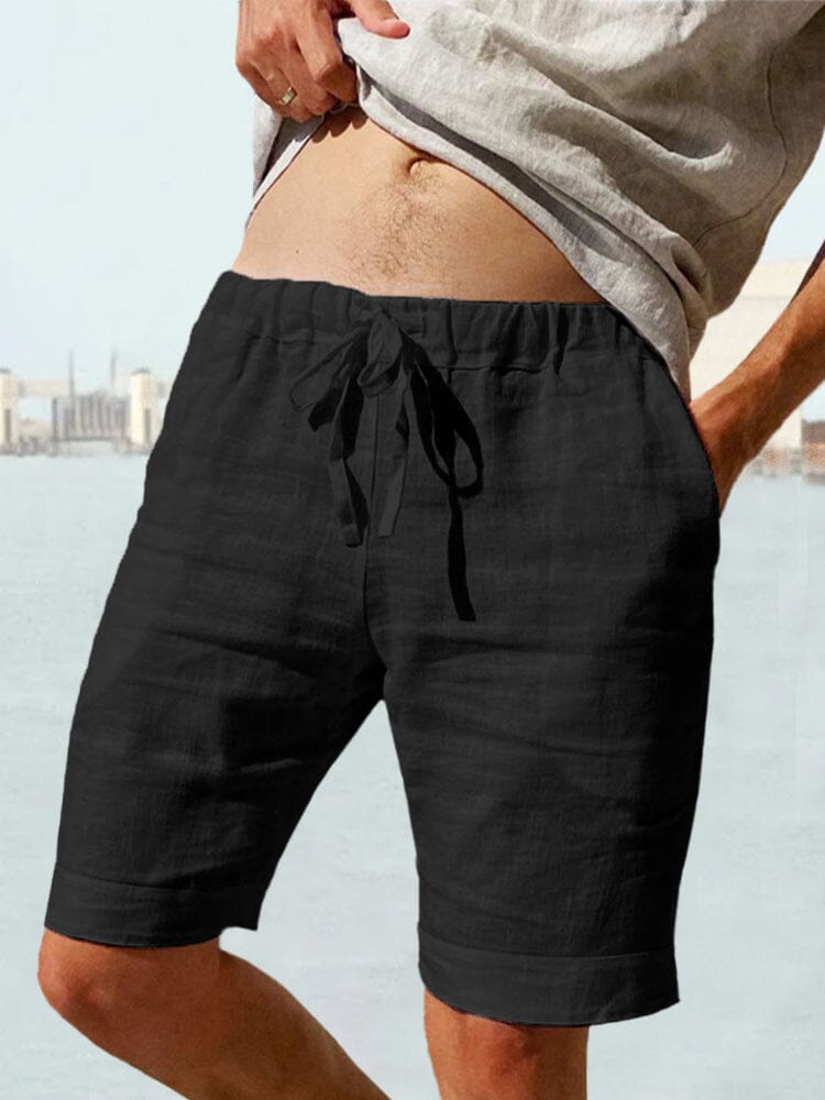Baumwolle Leinen Drawstring Casual Shorts