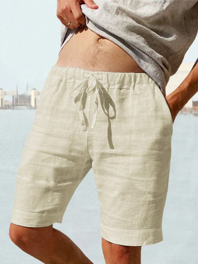 Baumwolle Leinen Drawstring Casual Shorts
