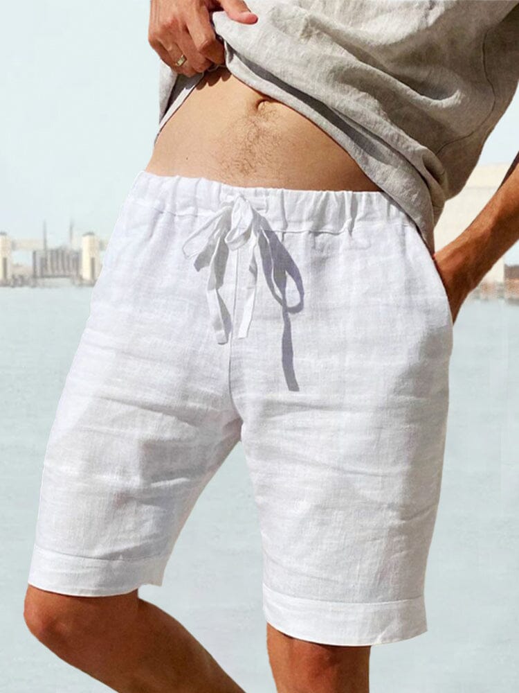 Baumwolle Leinen Drawstring Casual Shorts