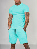 Uni Color Kurz Ärmel Casual Set
