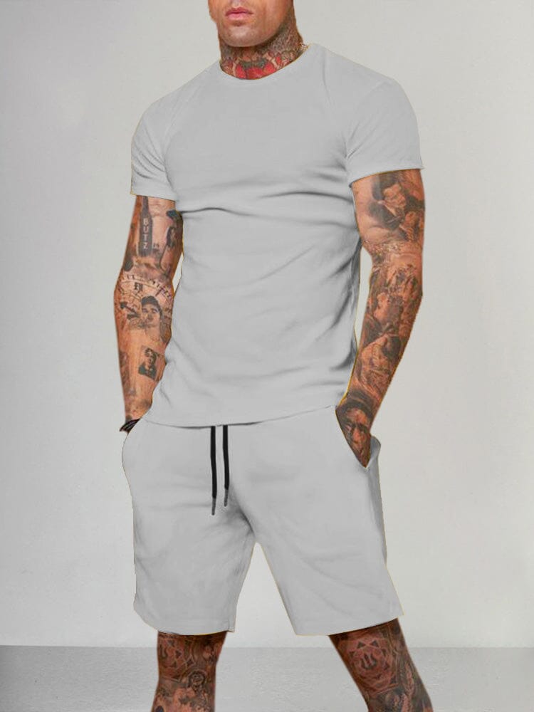 Uni Color Kurz Ärmel Casual Set