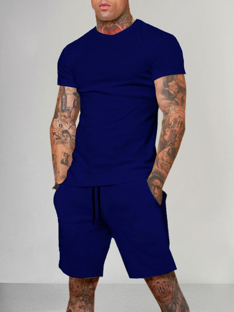 Uni Color Kurz Ärmel Casual Set