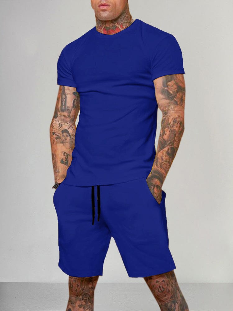 Uni Color Kurz Ärmel Casual Set