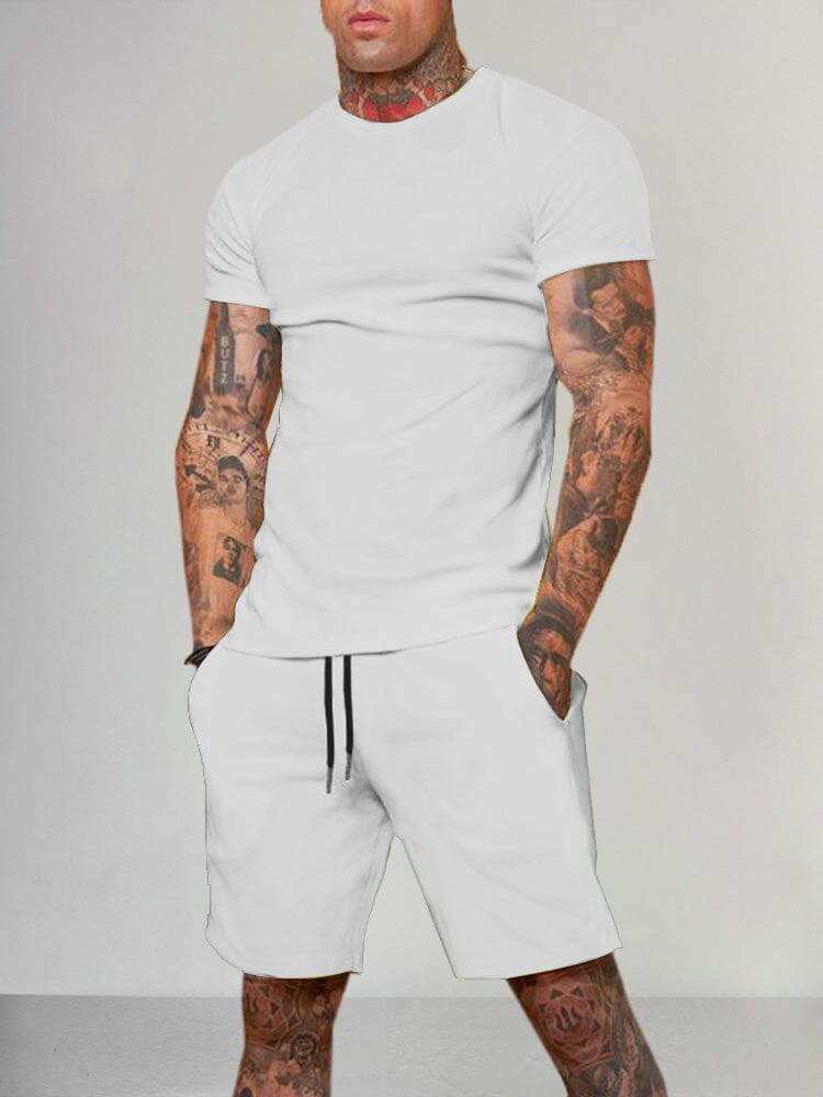Uni Color Kurz Ärmel Casual Set