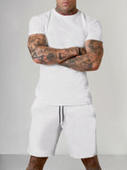 Uni Color Kurz Ärmel Casual Set