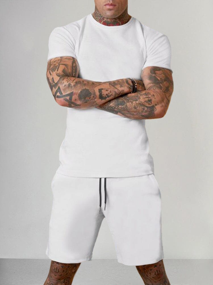 Uni Color Kurz Ärmel Casual Set