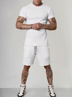Uni Color Kurz Ärmel Casual Set