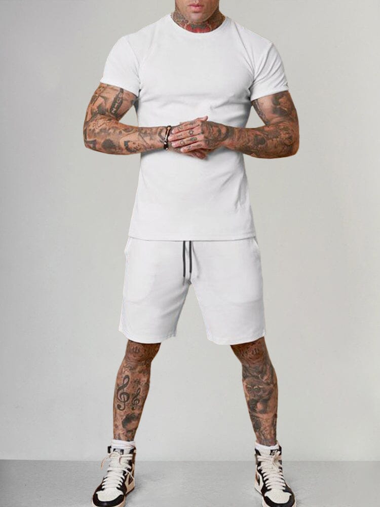 Uni Color Kurz Ärmel Casual Set