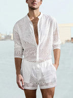 Hollow Out Lace Hemd Sets