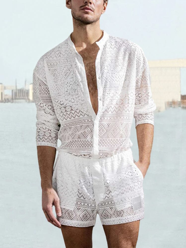 Hollow Out Lace Hemd Sets