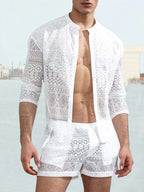 Hollow Out Lace Hemd Sets