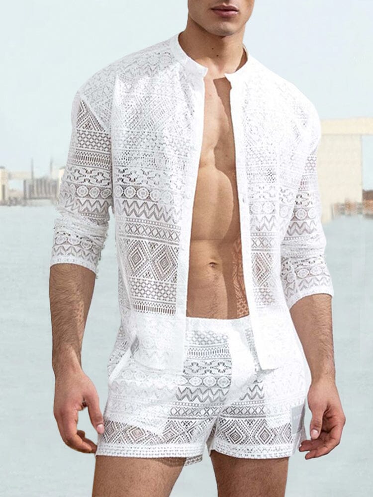 Hollow Out Lace Hemd Sets