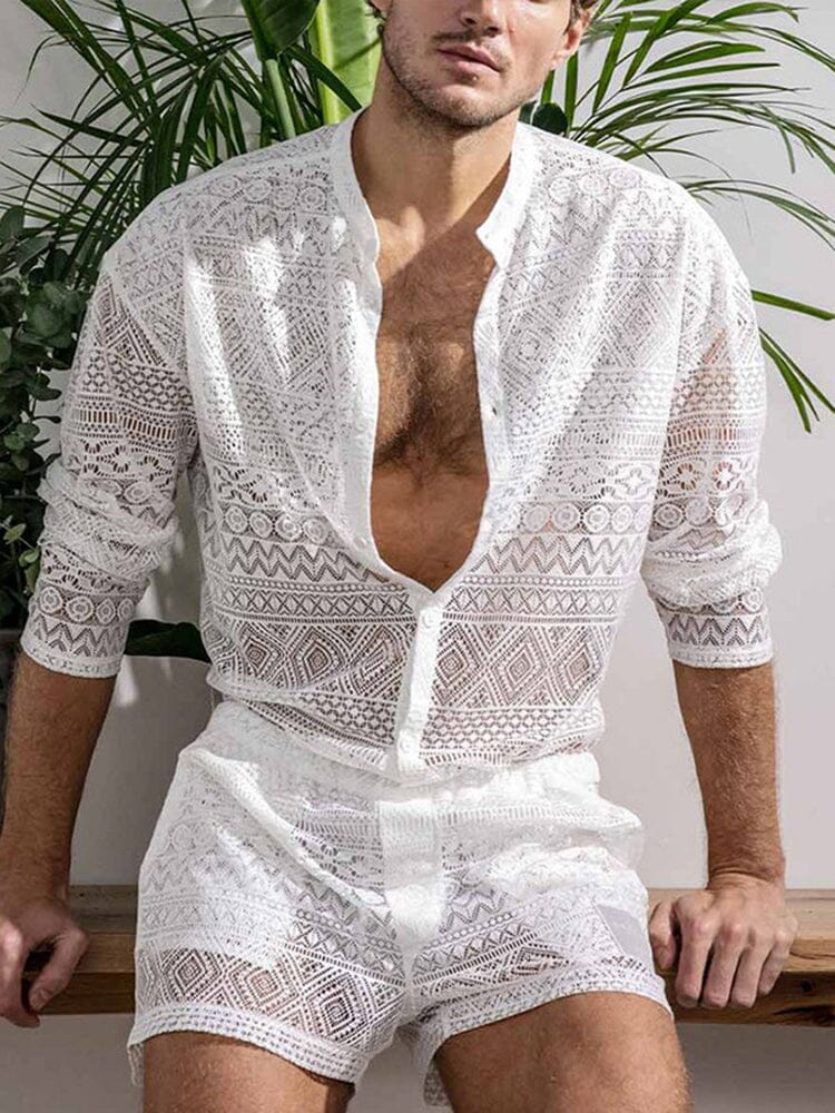 Hollow Out Lace Hemd Sets