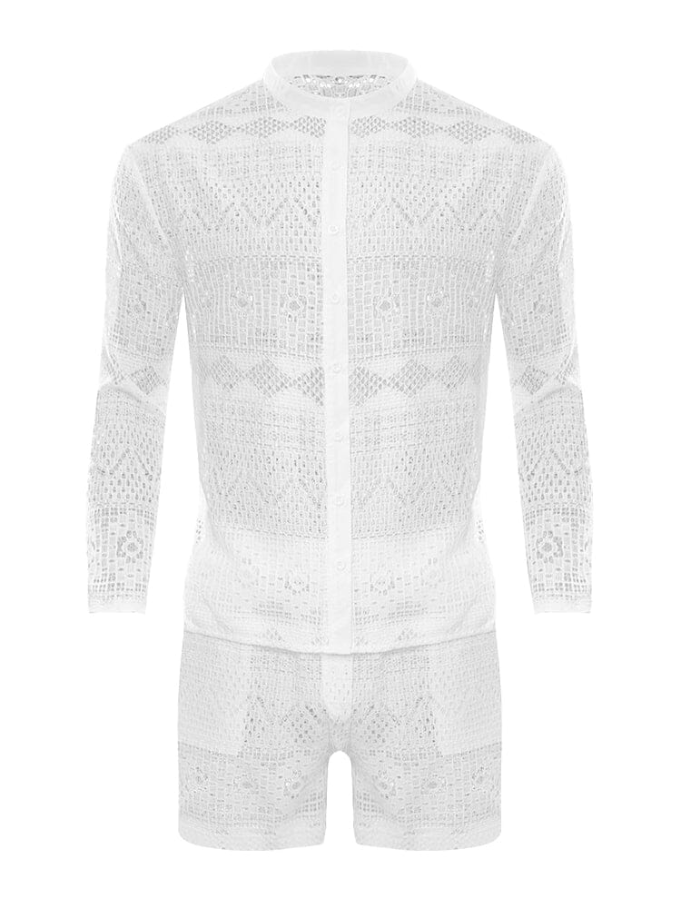Hollow Out Lace Hemd Sets