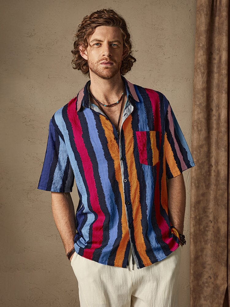 Cozy Stripe Baumwolle Strand Hemd
