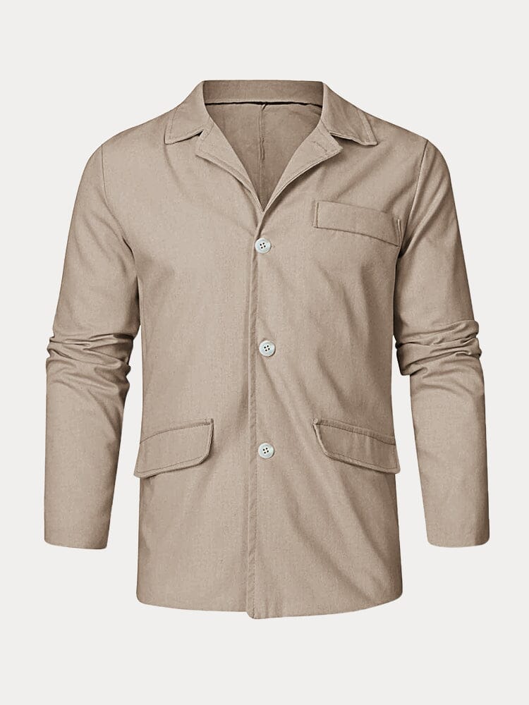 Casual Uni Baumwolle Leinen Blazer