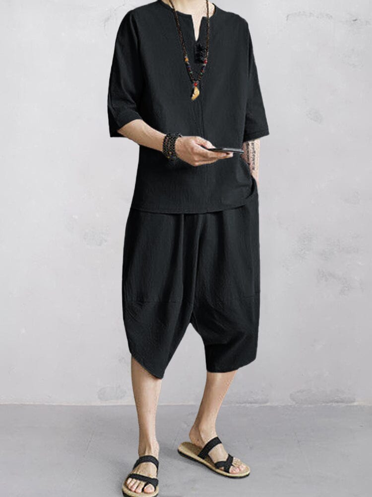 Casual Soft 2-Teil Baumwolle Leinen Sets