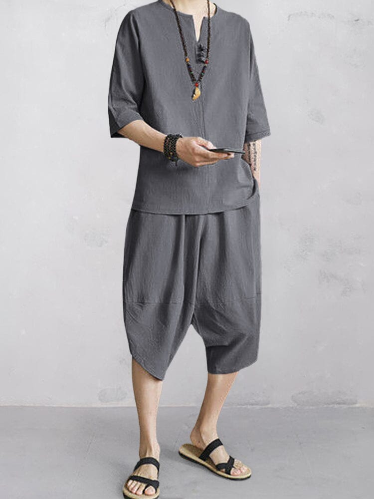 Casual Soft 2-Teil Baumwolle Leinen Sets