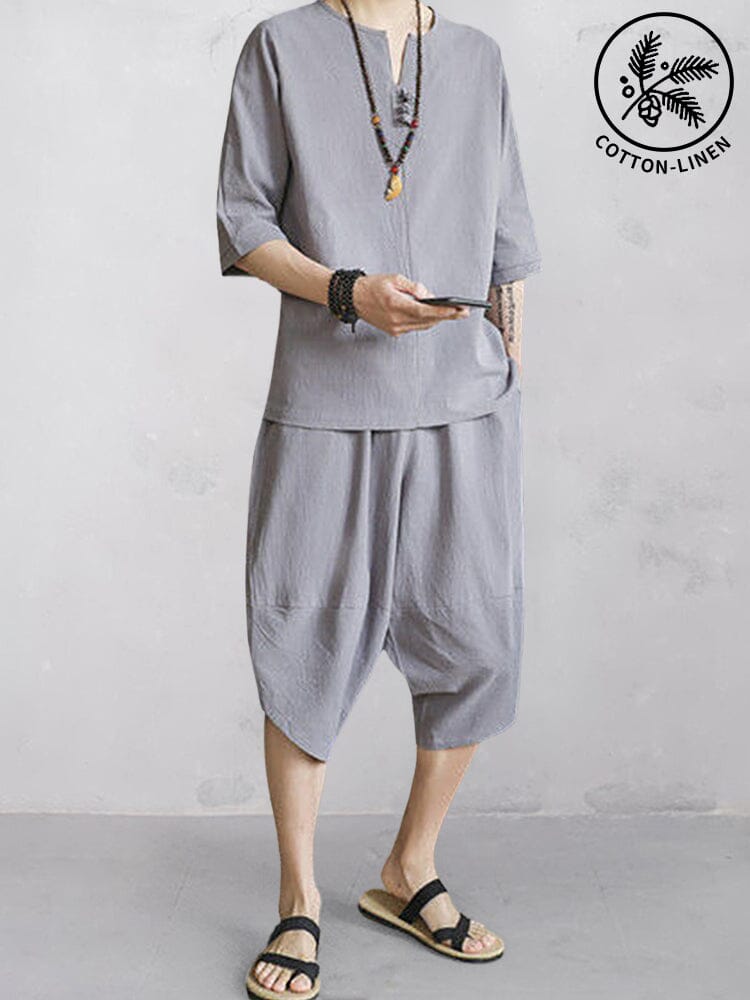 Casual Soft 2-Teil Baumwolle Leinen Sets