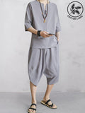 Casual Soft 2-Teil Baumwolle Leinen Sets